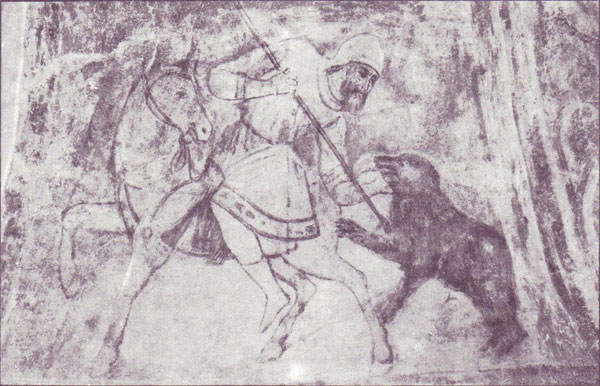 фреска Охота на медведя Софийский Собор